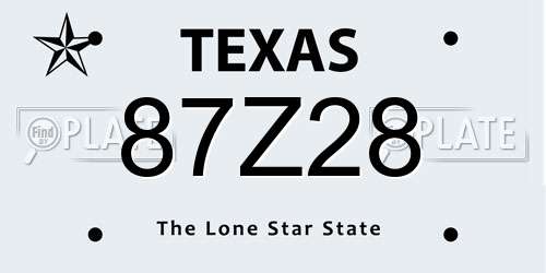 87Z28 Texas License Plate