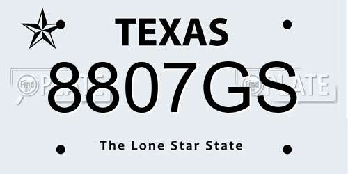 8807GS Texas License Plate