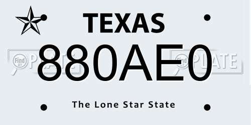 880AE0 Texas License Plate
