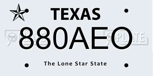 880AEO Texas License Plate