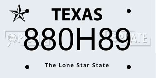 880H89 Texas License Plate