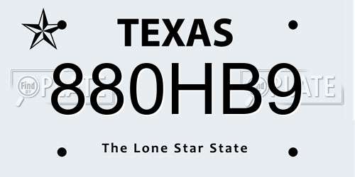 880HB9 Texas License Plate