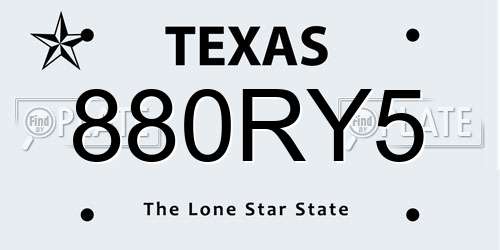 880RY5 Texas License Plate