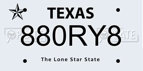 880RY8 Texas License Plate
