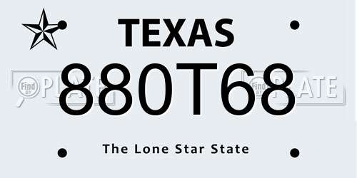 880T68 Texas License Plate
