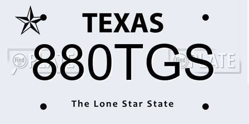 880TGS Texas License Plate
