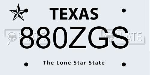880ZGS Texas License Plate