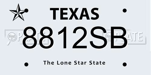 8812SB Texas License Plate