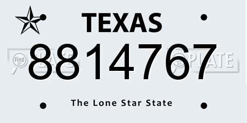 8814767 Texas License Plate