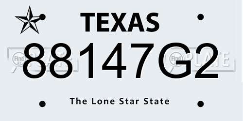 88147G2 Texas License Plate