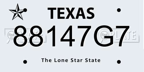 88147G7 Texas License Plate