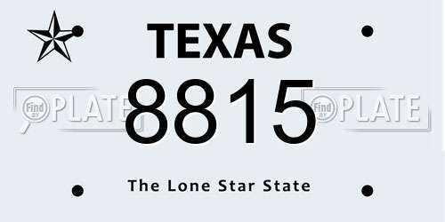 8815 Texas License Plate