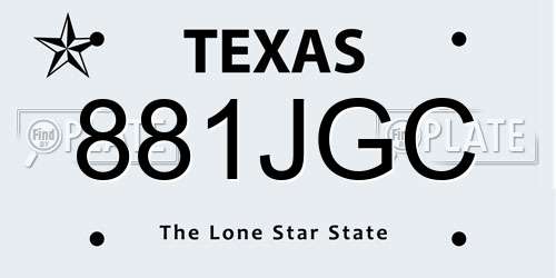 881JGC Texas License Plate