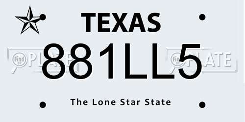 881LL5 Texas License Plate