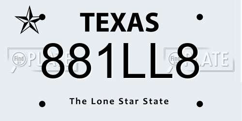 881LL8 Texas License Plate