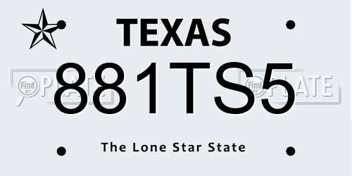 881TS5 Texas License Plate