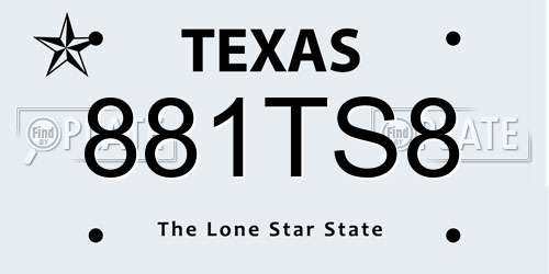 881TS8 Texas License Plate