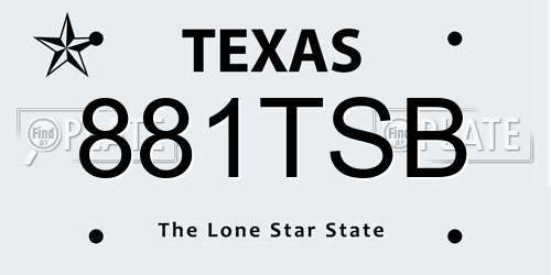 881TSB Texas License Plate