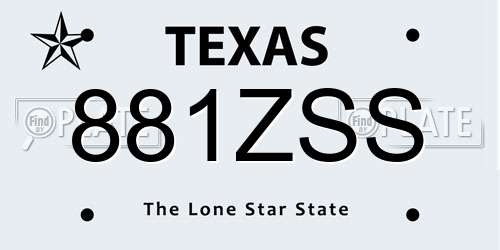 881ZSS Texas License Plate