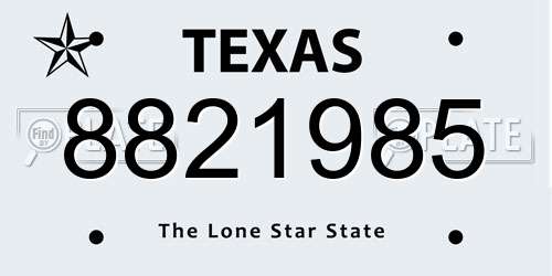 8821985 Texas License Plate