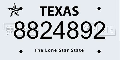 8824892 Texas License Plate