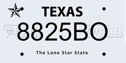 8825BO Texas License Plate
