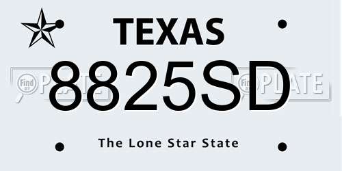 8825SD Texas License Plate