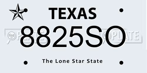 8825SO Texas License Plate