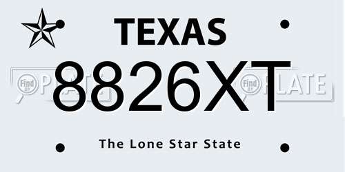 8826XT Texas License Plate