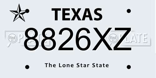 8826XZ Texas License Plate