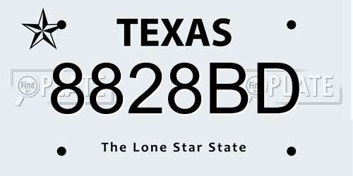 8828BD Texas License Plate