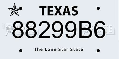 88299B6 Texas License Plate