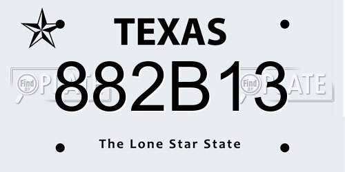 882B13 Texas License Plate