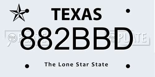 882BBD Texas License Plate