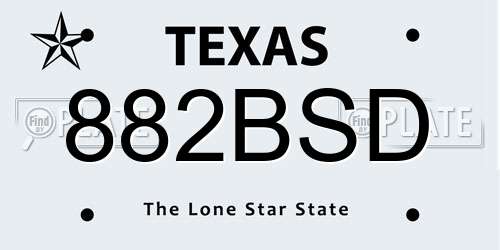 882BSD Texas License Plate