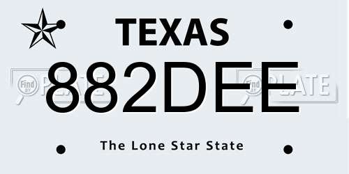 882DEE Texas License Plate