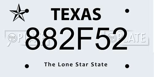 882F52 Texas License Plate