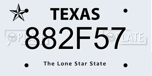 882F57 Texas License Plate