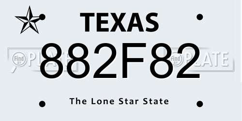 882F82 Texas License Plate