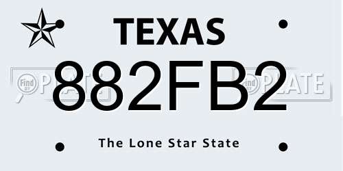 882FB2 Texas License Plate