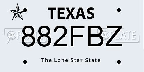 882FBZ Texas License Plate