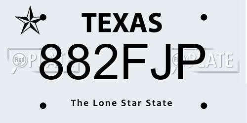 882FJP Texas License Plate