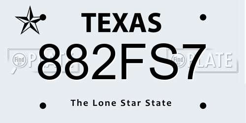 882FS7 Texas License Plate