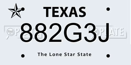 882G3J Texas License Plate
