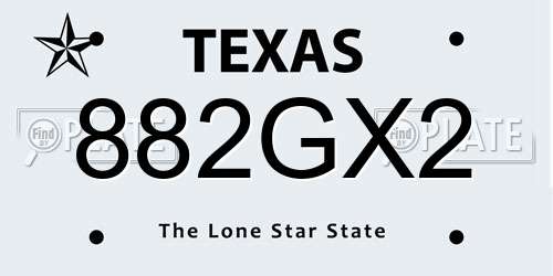 882GX2 Texas License Plate