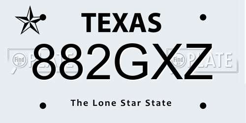 882GXZ Texas License Plate