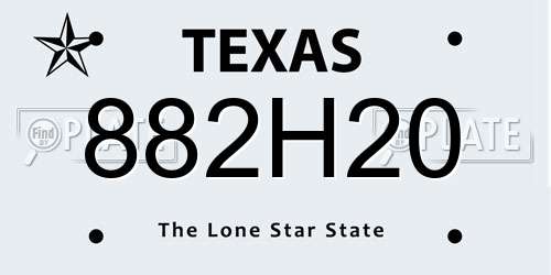 882H20 Texas License Plate