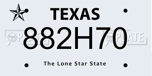 882H70 Texas License Plate