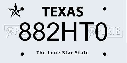 882HT0 Texas License Plate