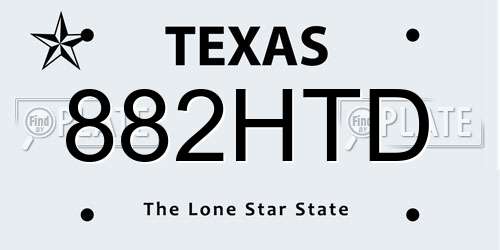 882HTD Texas License Plate